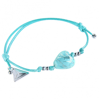 Náramek Turquoise Caress s ryzím stříbrem v perle Lampglas