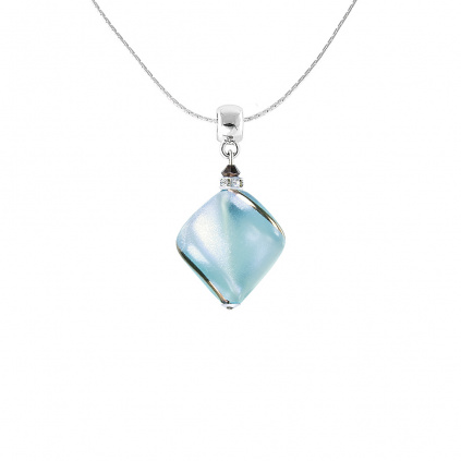 Náhrdelník Hidden Passion Light Blue s perlou Lampglas