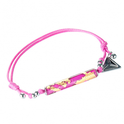 Náramek Pink Veil s 24karátovým zlatem v perle Lampglas