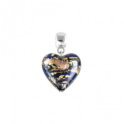 Egyptian Heart pendant with 24k gold in Lampglas pearl