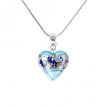 Náhrdelník Ice Heart s ryzím stříbrem v perle Lampglas