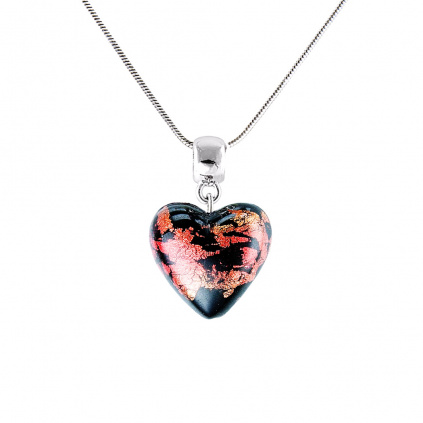 Passionate Heart necklace with 24k gold in Lampglas pearl