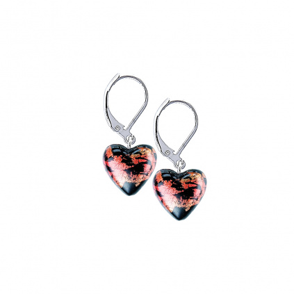 Náušnice Passionate Heart s 24karátovým zlatem v perlách Lampglas