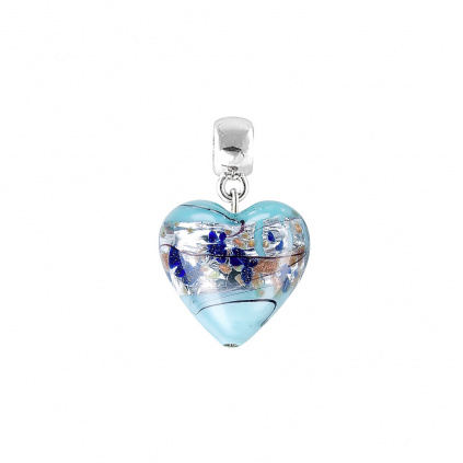Přívěsek Ice Heart s ryzím stříbrem v perle Lampglas