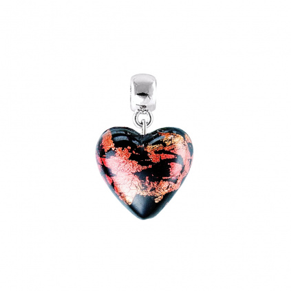 Passionate Heart pendant with 24K gold in Lampglas pearl