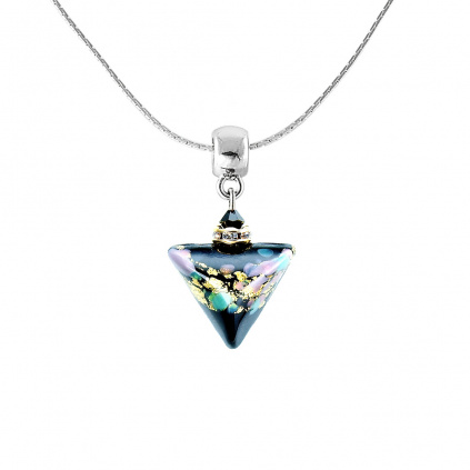 Náhrdelník Night Flower Triangle s 24karátovým zlatem v perle Lampglas