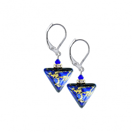 Náušnice Evening Date Triangle s 24karátovým zlatem v perlách Lampglas