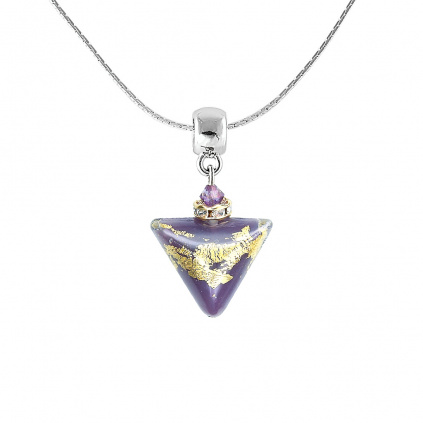 Náhrdelník Purple Triangle s 24karátovým zlatem v perle Lampglas