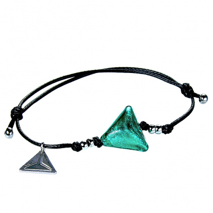 Náramek Green Triangle s ryzím stříbrem v perle Lampglas