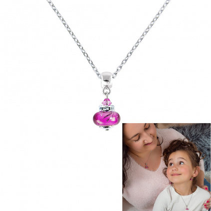 Raspberry Smoothie necklace with sterling silver in Lampglas pearl