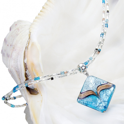 Water World necklace with sterling silver in Lampglas pearl
