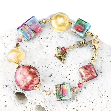 Bracelet Hi Elegance with 24K gold in Lampglas pearl