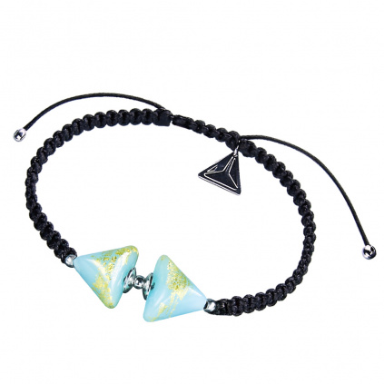 Double Morning Sky Triangle bracelet with 24K gold in Lampglas pearl