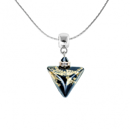 Náhrdelník Charming Elegance Triangle s 24karátovým zlatem v perle Lampglas
