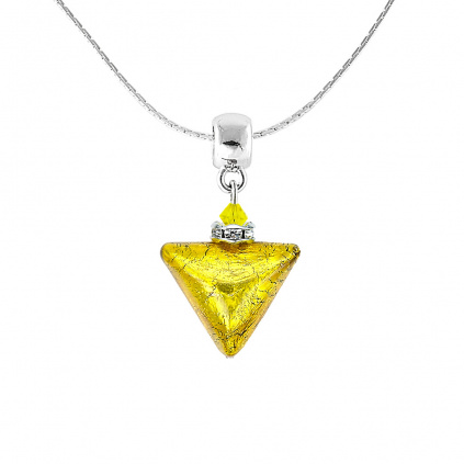 Náhrdelník Sunbeam Triangle s ryzím stříbrem v perle Lampglas