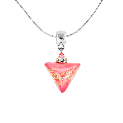 Coraline Triangle Necklace with 24K gold in Lampglas pearl