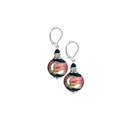 Evening Rose earrings with 24K gold in Lampglas pearl