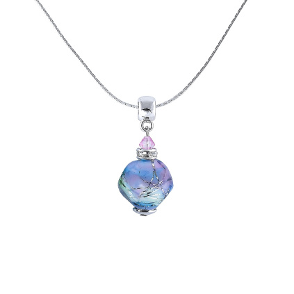 Provence Romance necklace with sterling silver in Lampglas pearl