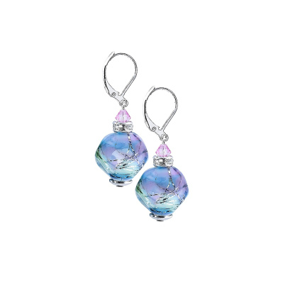 Provence Romance earrings with sterling silver in Lampglas pearls