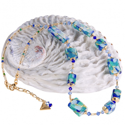 Cubic World necklace with 24k gold in Lampglas pearls