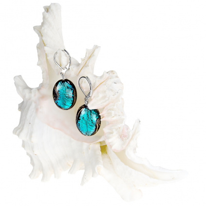 Deep Sea women's earrings with Lampglas pearl with sterling silver
