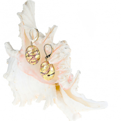 Visací náušnice Romantic Roots z perel Lampglas s 24kt zlatem