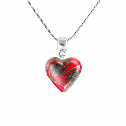 Fire Heart necklace with a unique Lampglas pearl