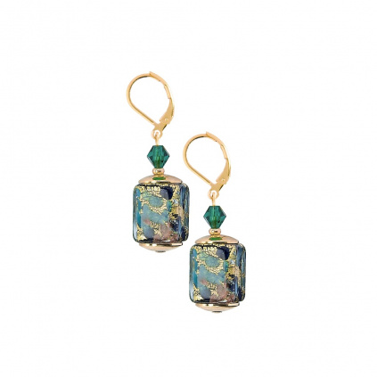 Náušnice Emerald Oasis s 24karátovým zlatem v perlách Lampglas