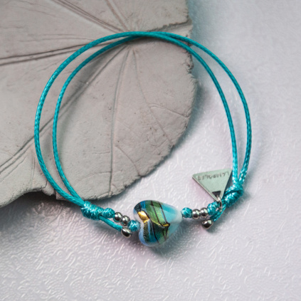 Náramek Turquoise Whisper Turquoise s 24karátovým zlatem v perle Lampglas