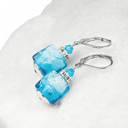 Aphrodite original earrings with sterling silver in Lampglas pearls