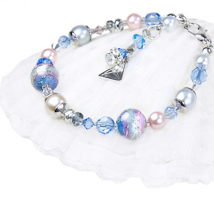 Purple Rain delicate bracelet with sterling silver in Lampglas pearls