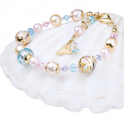 Romantic Roots bracelet with 24K gold and sterling silver in Lampglas pearls