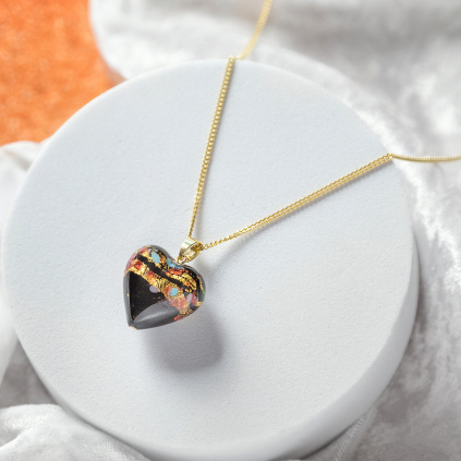 Náhrdelník Luminous Heart s 24karátovým zlatem v  perle Lampglas