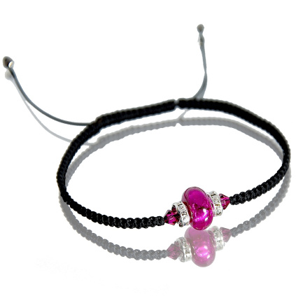 Náramek Shamballa Magenta Dream s perlou Lampglas
