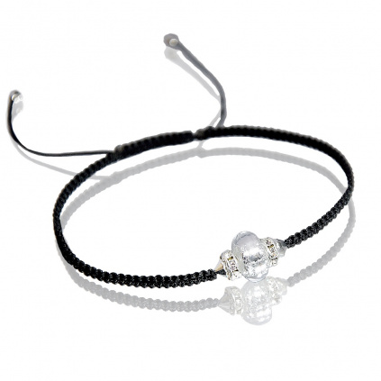 Náramek White Beauty Shamballa s ryzím stříbrem v perle Lampglas