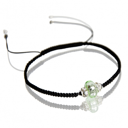 Náramek Shamballa Green freshness s perlou Lampglas