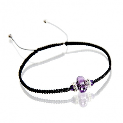 Náramek Shamballa Shining Violet s perlou Lampglas