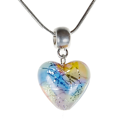 Jemný náhrdelník Romantic Heart s ryzím stříbrem v perle Lampglas