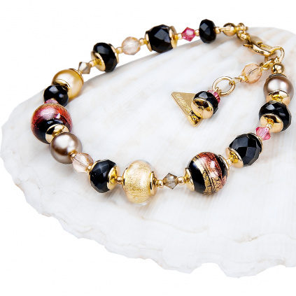 Women's Mystery bracelet with 24K gold in Lampglas pearls