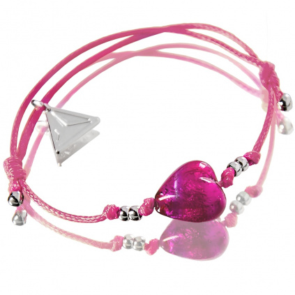 Náramek Ballerina Pink Heart s perlou Lampglas