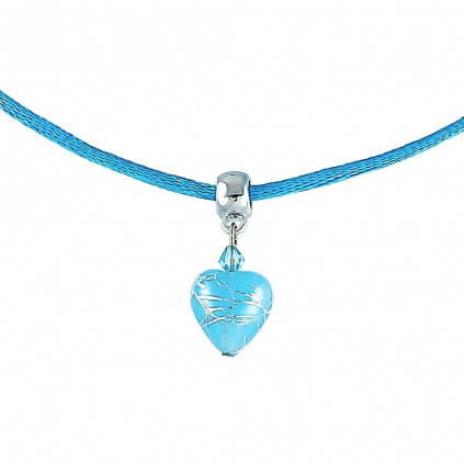 Baby Blue sky blue Necklace with sterling silver in Lampglas pearl