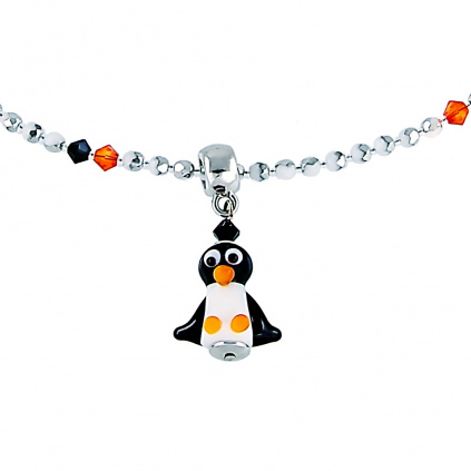 Hravý náhrdelník Penguin s perlou Lampglas