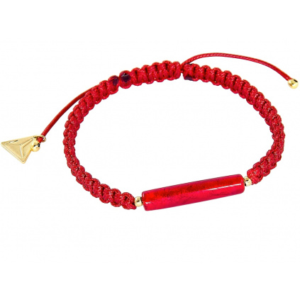 Protective red bracelet Shamballa Red Line with 24K gold in Lampglas pearl
