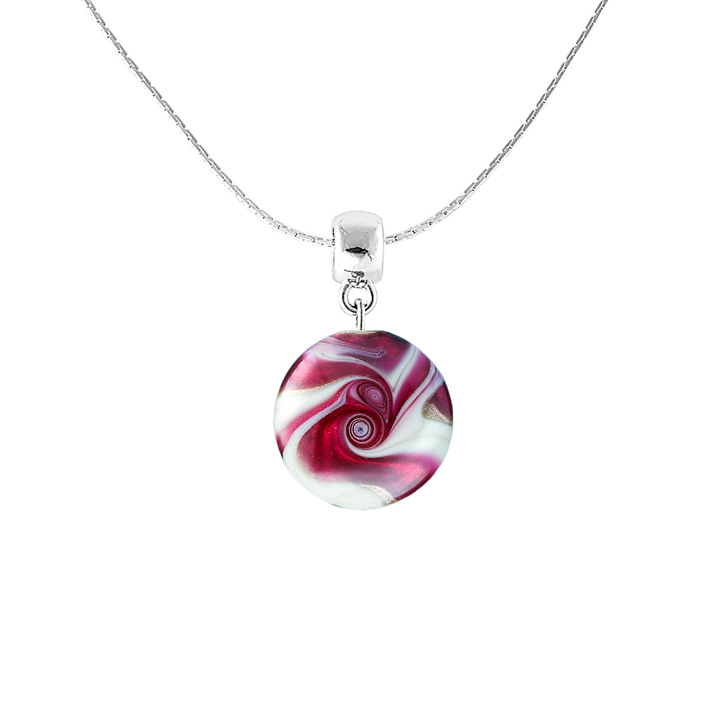 Náhrdelník Raspberry Kiss Amulet s perlou Lampglas