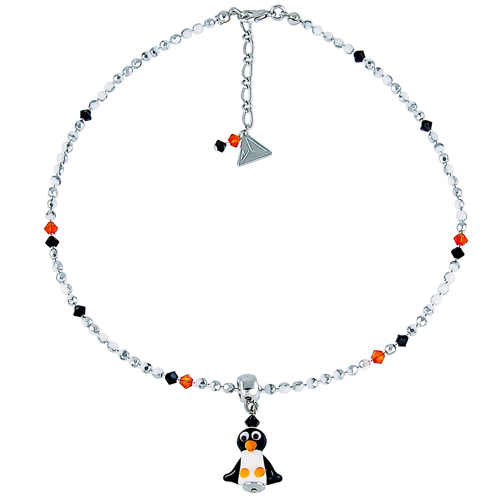 Hravý náhrdelník Penguin s perlou Lampglas