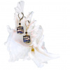Egyptian Goddess earrings with 24K gold in Lampglas pearl