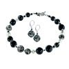 Silver Tiger necklace and earrings set with Lampglas pearl