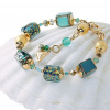 Emerald Oasis bracelet with 24K gold in Lampglas pearls