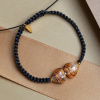 Double Peach Fuzz bracelet with 24K gold in Lampglas pearls