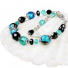Deep Sea bracelet with sterling silver in Lampglas pearls